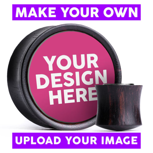 Erstellen Sie Ihren eigenen Plug / Gauge - Rosa & Weißes Inlay Ebenholz | Konvexe Doppelflare