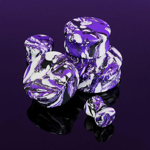 Marble White & Purple Stone Plug / Gauge