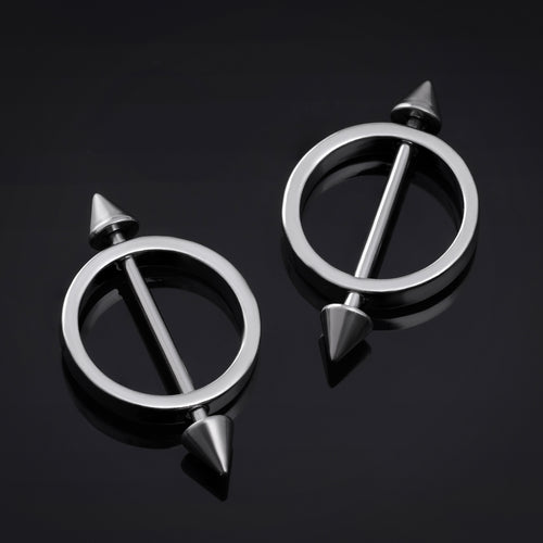 316L Stainless Steel Silver Double Spike Nipple Shield
