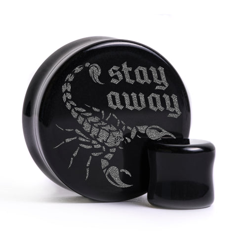 Stay Away Scorpion Plug / Gauge - Schwarzes Glas | Flach Gesichts Doppelflansch