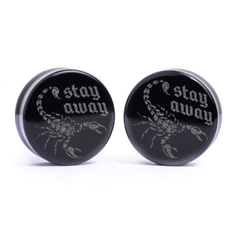 Stay Away Scorpion Plug / Gauge - Schwarzes Glas | Flach Gesichts Doppelflansch
