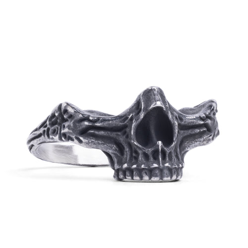 Silver Half Skull Gothic Ring