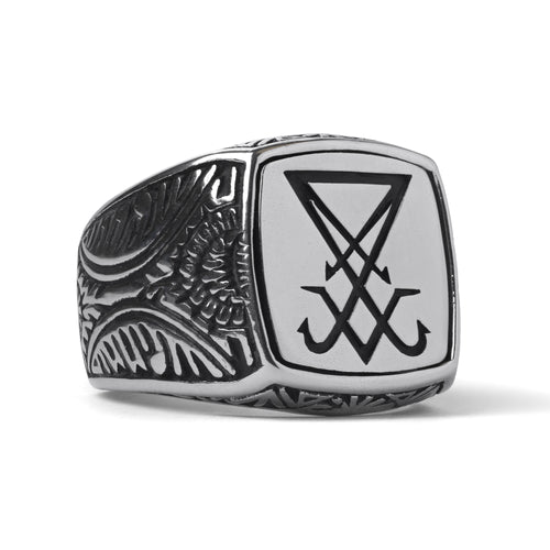 Silver Sigil Of Lucifer Occult Ring