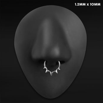 Hammered Stainless Steel Gothic Black Spiked Huggie Hoop Earrings (Pair)