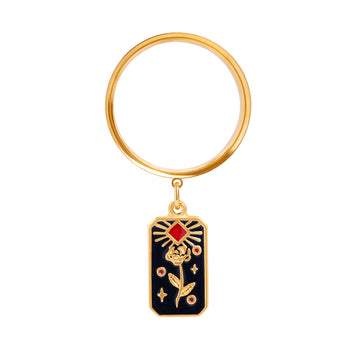 The Sacred Thorn Charm Gold Steel Double Flared Tunnel Dangle / Plug / Gauge