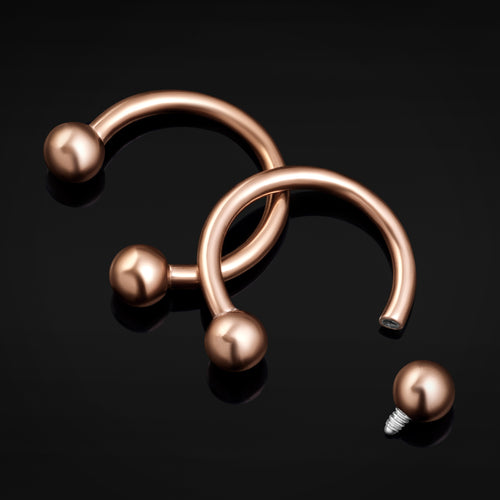 Horseshoe Barbell, Rose Gold, Internally Threaded, Titanium