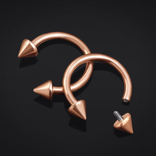 Titan-Rundhantel mit Innengewinde, Stärke 1,2 mm, in Roségold mit Zapfen