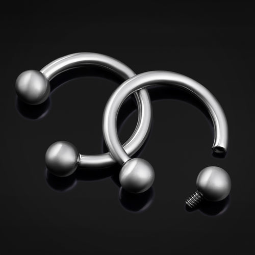 Titanium Internally Threaded Circular Barbell Horseshoe in Silver