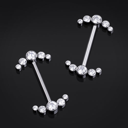 Gebogene Diamant-Nippelstange aus Titan mit Innengewinde, 1,6 mm Stärke, in Silber