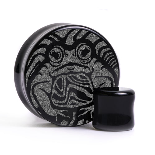 Trippy Toad Plug / Gauge - Black Glass | Flat Faced Double Flare