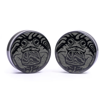 Trippy Toad Plug / Gauge - Black Glass | Flat Faced Double Flare