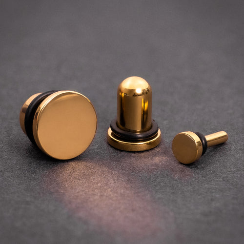 Gold Steel Single Flare Metal Ear Gauge / Plug