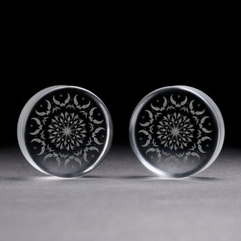 Faded Mandala Plug / Gauge - Clear Glass | Flat Faced Double Flare