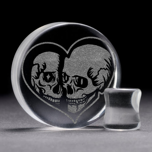 Bis zum Tod Skelett Plug / Manschette - Klares Glas | Flache Doppelkonische Dehnung