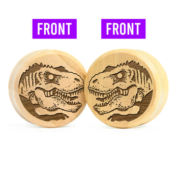 Doublesided T-Rex Dinosaur Plug / Gauge - Crocodile Wood | Flat Faced Double Flare