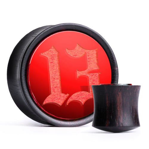 Unlucky 13 Plug / Gauge - Red Inlay Ebony Wood | Convex Double Flare