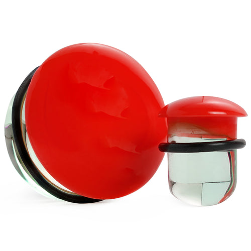 Clear & Red Single Flare Glass Plug / Gauge