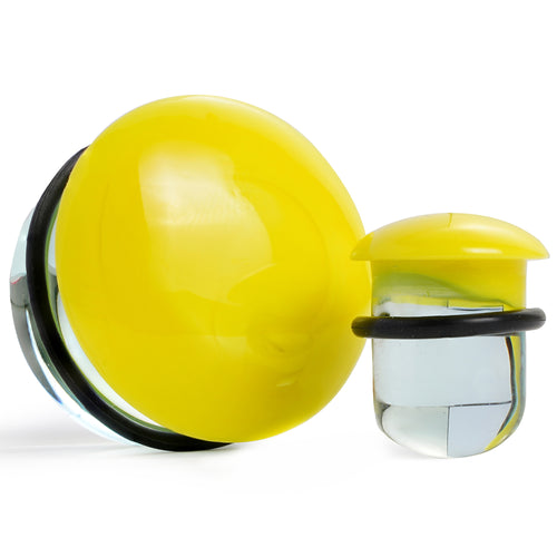 Clear & Yellow Single Flare Glass Plug / Gauge