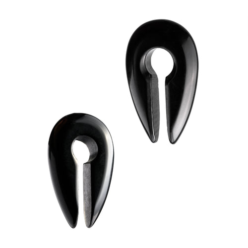 Black Onyx Stone - Pincer Keyhole Ear Weights (Pair)