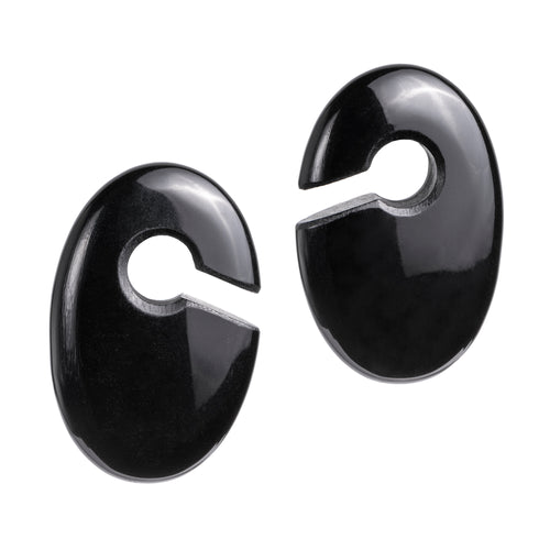 Black Onyx Stone - Oval Keyhole Ear Weights (Pair)