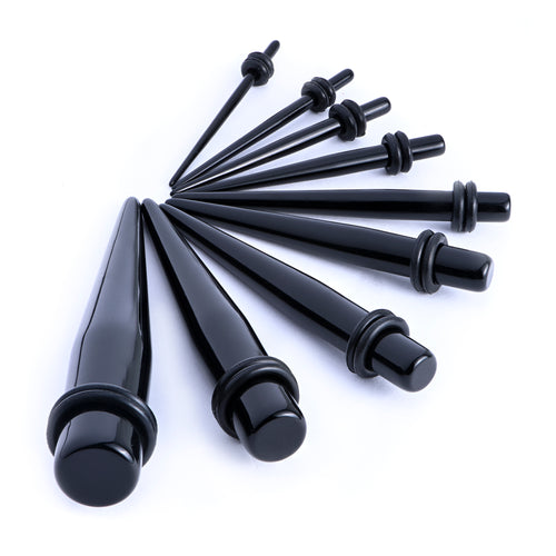 cool Black Tapers - 1.6mm to 10mm Ear Stretching Kit for Ears
