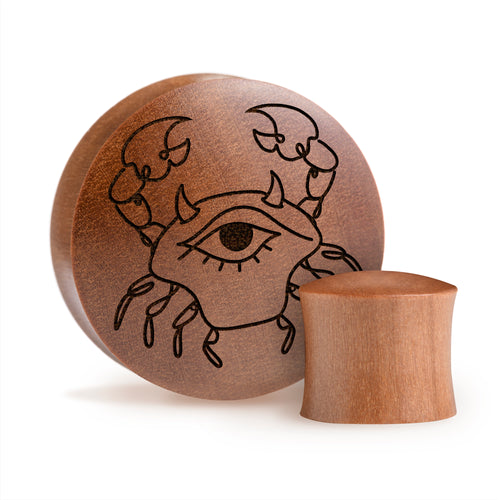Cancer Zodiac Plug / Gauge - Saba Wood | Convex Double Flare