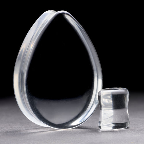 Clear Teardrop Glass Plug / Gauge