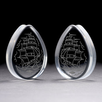 Bondage Plug / Gauge - Clear Glass | Doppelaufgeweitet mit flachem Gesicht