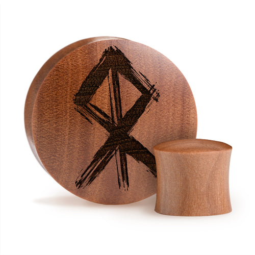 Courage Rune Viking Plug / Gauge - Saba Wood | Convex Double Flare