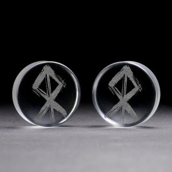 Courage Rune Viking Plug / Gauge - Clear Glass | Flat Faced Double Flare