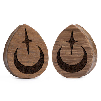 Crescent Moon Plug / Gauge - Teardrop Teak Wood | Flat Faced Double Flare