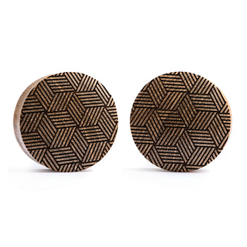 Starburst Mandala Zier Tattoo Plug / gauge - Saba Wood | Doppelaufgeweitet mit flachem Gesicht