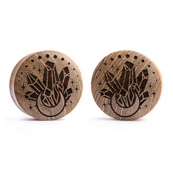 Crystal Moon Plug / Gauge - Teak Wood | Convex Double Flare