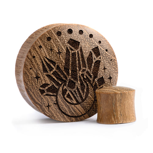 Crystal Moon Plug / Gauge - Teak Wood | Convex Double Flare