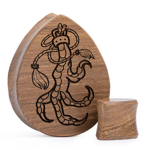 Eagle Claw Plug / Gauge - Teardrop Teak Wood | Flat Faced Double Flare