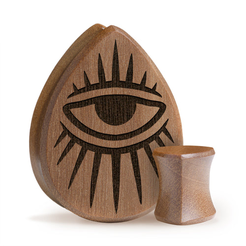 Eye Plug / Gauge - Teardrop Saba Wood | Flat Faced Double Flare