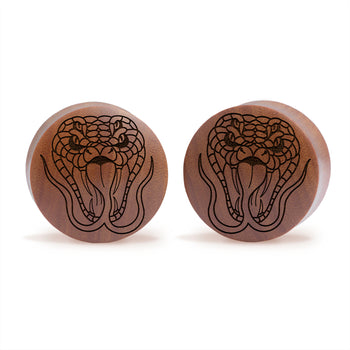 Four Eyed Snake Plug / Gauge - Saba Wood | Convex Double Flare
