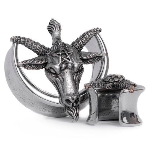 Silver Goat Head Saddle Plug / Tunnel / Gauge