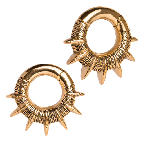 Gold Spiked Ear Weights (Pair)