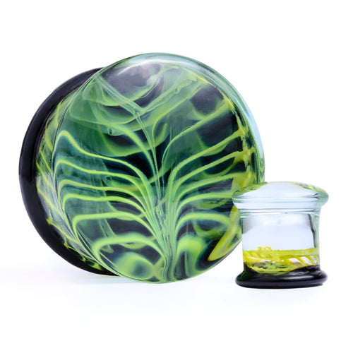 Grüner Rippenkäfig-Glas-Plug / Gauge