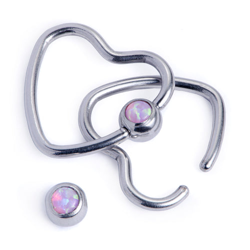 Heart BCR - Purple Opal - (316L SURGICAL STEEL)