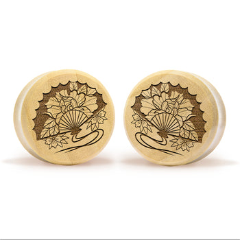 Japanischer Lüfterplug / gauge - Krokodilholz | Doppelaufgeweitet mit flachem Gesicht