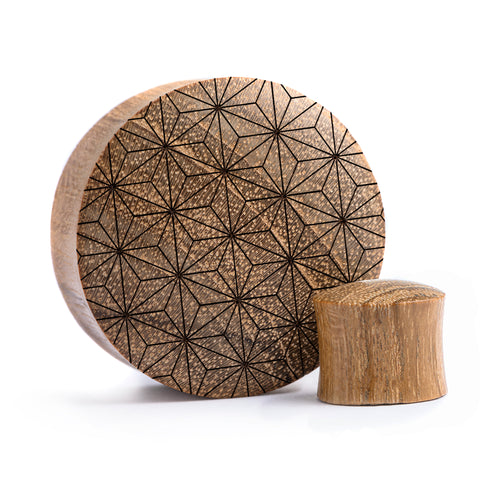 Japanischer Hanfplug / gauge - Teakholz | Konvexe Doppelaufgeweitet