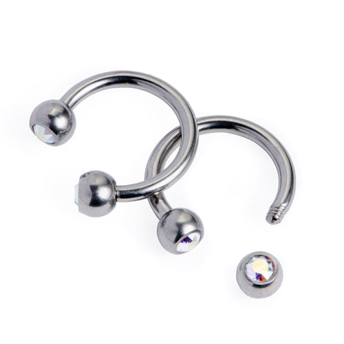 Circular Barbell - Jewelled - (Titanium)