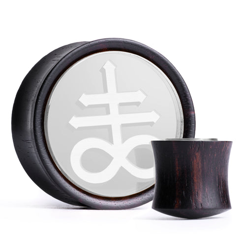 Leviathan Cross Plug / Gauge - Silver Inlay Ebony Wood | Convex Double Flare