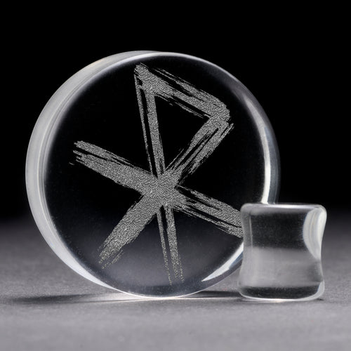 Love Rune Viking Plug / Gauge - Clear Glass | Flat Faced Double Flare