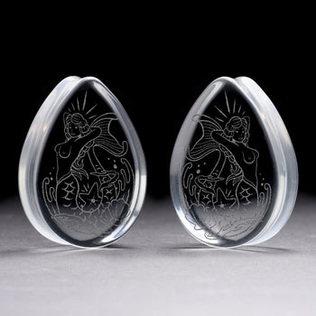 Bondage Plug / Gauge - Clear Glass | Doppelaufgeweitet mit flachem Gesicht