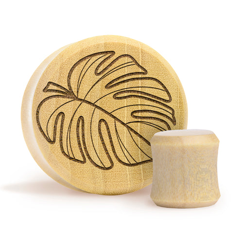 Monstera Plug / Gauge - Krokodilholz | Doppelaufgeweitet mit flachem Gesicht