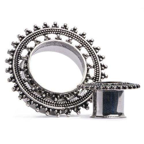 Moroccan Silver Steel Tunnel / Plug / Gauge
