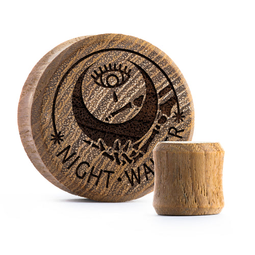 Night Walker Moon Plug / Gauge - Teak Wood | Flat Faced Double Flare